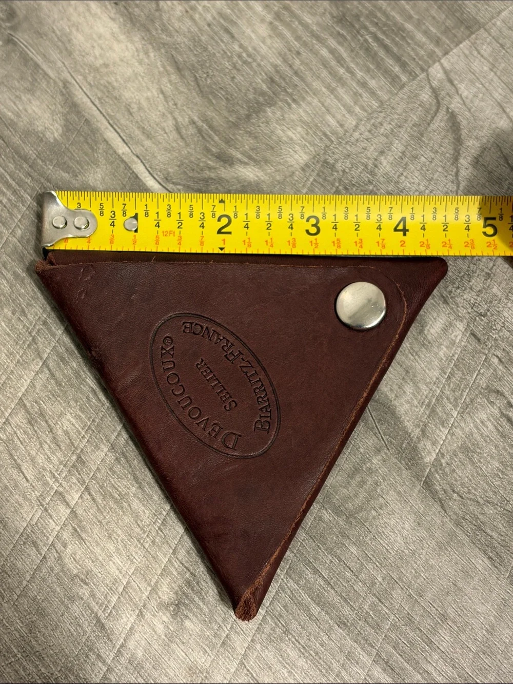Devoucoux vintage 80s Ellie Dark Brown Triangle Leather Coin Pouch